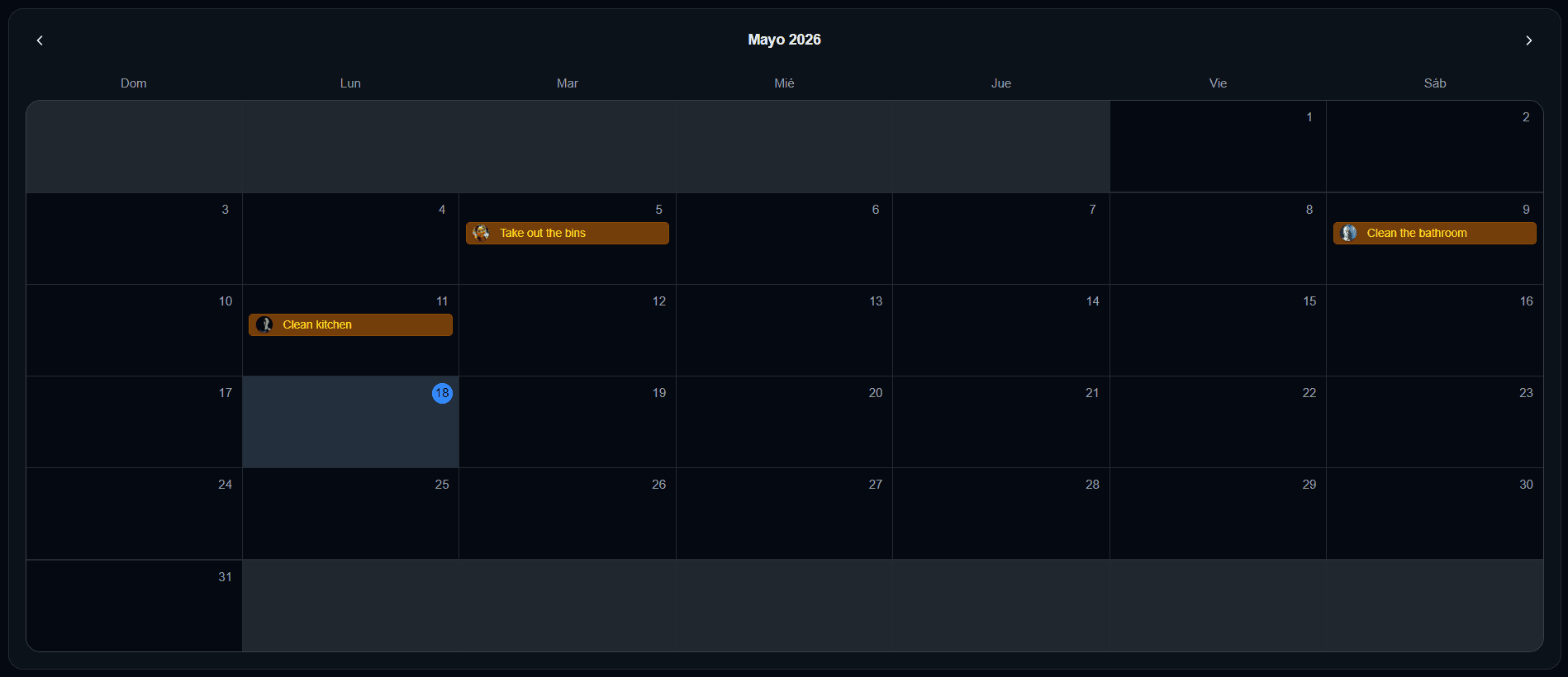Groupio shared task calendar